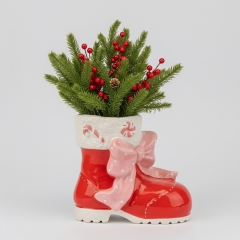 Кашпо для новогодних композиций "Башмачок с бантом", 18 см (6037-018)