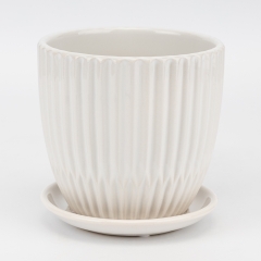 Керамическое кашпо "Вертикаль", белое, 14,5 см, 1,5 л (2029-001/white)