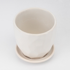 Керамическое кашпо "Грань", белое, 12,5 см, 1 л (2029-002/white)