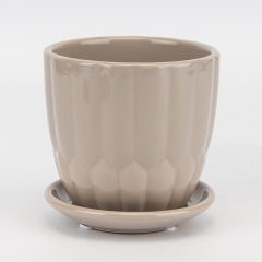 Керамическое кашпо "Капсула", серое, 12 см, 1 л (2029-003/beige)