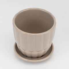 Керамическое кашпо "Капсула", серое, 12 см, 1 л (2029-003/beige)