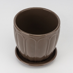 Керамическое кашпо "Арка", темно-коричневое, 15 см, 1,7 л (2029-004/gray)