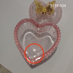 УЦІНКА Ємність для зберігання "Романтична душа", рожева, 8,5 см (Мілкі бульбашки на дні,наплив скла,краплинка всередині) (00BR-9157-034)