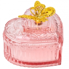 УЦІНКА Ємність для зберігання "Романтична душа", рожева, 8,5 см (Мілкі бульбашки на дні,наплив скла,краплинка всередині) (00BR-9157-034)