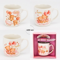 Кружка з блюдцем та ложечкою "Together", 400 мл * Рандомний вибір дизайну (19298-004)