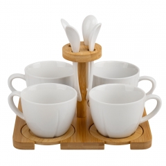 Набор кружек с бамбуковой подставкой "Английское чаепитие", 200 мл (4004-002)