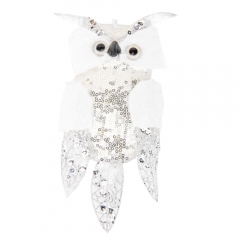 Новорічна іграшка "Мудра сова" срібна (6018-005)