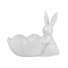 Піала "Білий кролик з квіткою", біла, 14 см (5009-035)