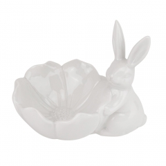 Піала "Білий кролик з квіткою", біла, 14 см (5009-035)