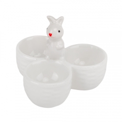 Підставка для 3 яєць "Милий кролик", біла, 9 см (5009-039)