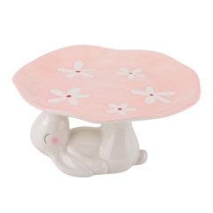 Підставка "Кролик з весняними квітами", рожева, 10 см (5101-001)