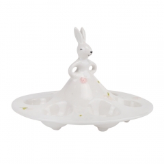 Підставка для 6 яєць "Білий кролик у саду", біла, 14 см (5101-007)