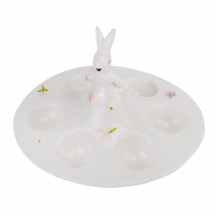 Підставка для 6 яєць "Білий кролик у саду", біла, 14 см (5101-007)