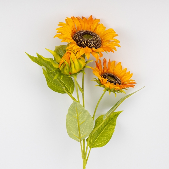 Штучний соняшник з 3 бутонами, помаранчевий, 66 см (2026-024/orange)