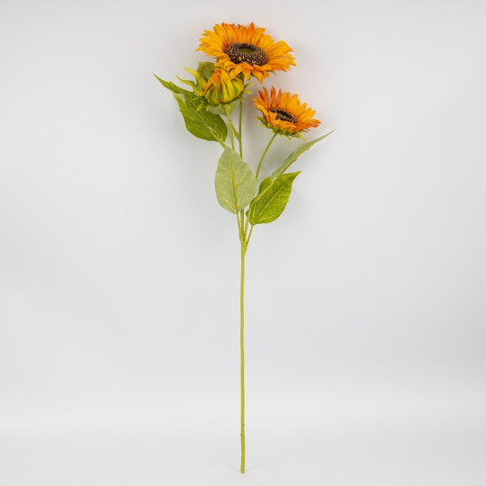 Штучний соняшник з 3 бутонами, помаранчевий, 66 см (2026-024/orange)