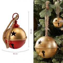 Металевий дзвіночок, червоно-золотий, 25 см (6033-006)