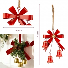 Металева підвіска з бантом і 3 дзвіночками, 62 см (6033-016)