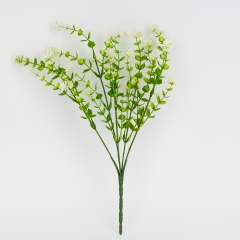 Штучна зелена гілка з білими суцвіттями, 35 см (9273-008)