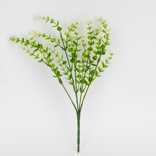 Искусственная зеленая ветвь с белыми соцветиями, 35 см (9273-008) Искусственная зеленая ветвь с белыми соцветиями, 35 см (9273-008)