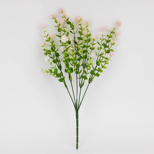 Искусственная зеленая ветвь с розовыми соцветиями, 35 см (9273-009) Искусственная зеленая ветвь с розовыми соцветиями, 35 см (9273-009)