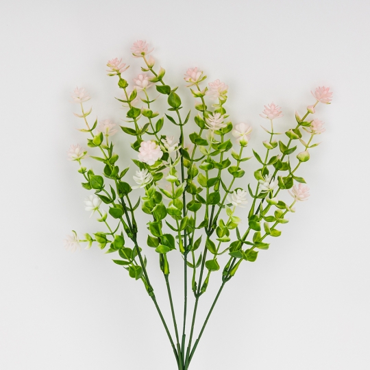 Искусственная зеленая ветвь с розовыми соцветиями, 35 см (9273-009) Искусственная зеленая ветвь с розовыми соцветиями, 35 см (9273-009)