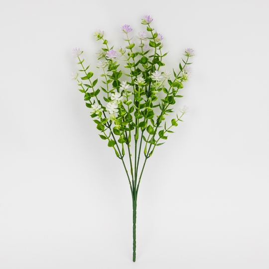 Штучна зелена гілка з бузковими суцвіттями, 35 см (9273-010)