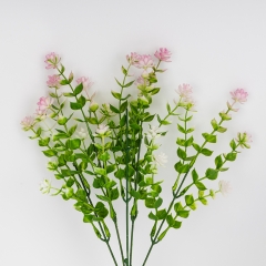 Штучна зелена гілка з рожевими суцвіттями, 35 см (9273-012)