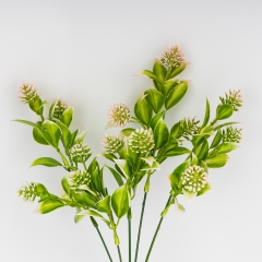 Штучна зелена гілка з рожевими суцвіттями, 32 см (9273-014)