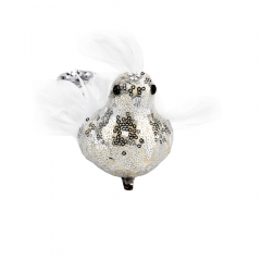 Новорічна іграшка "Райська пташка", біла (6018-011)