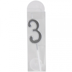 Свічка для торта "3", срібна (18914-011/3)