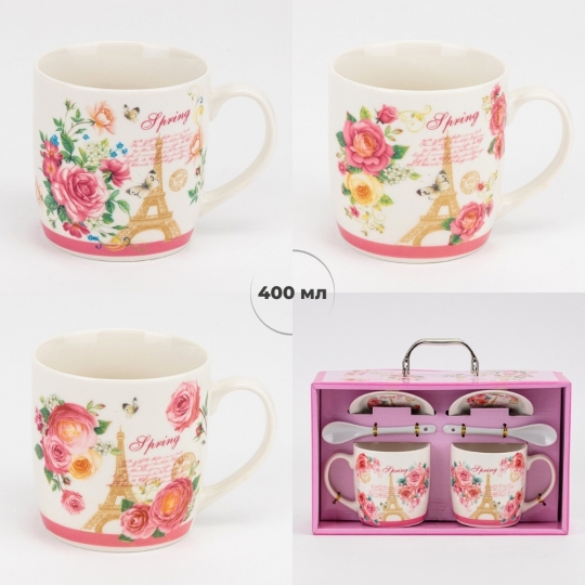 Набір з 2 кружок з блюдцями та ложечками 