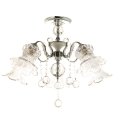 Люстра класичного кольору хром і 5 плафонами з прозорого скла (OU069/5P)