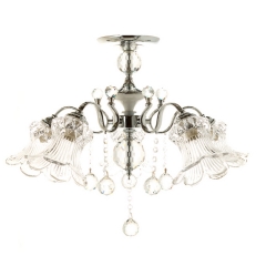 Люстра класичного кольору хром і 5 плафонами з прозорого скла (OU069/5P)