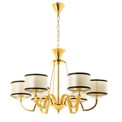 Люстра классическая золотая с тканевыми абажурами бежевого цвета (6 ламп) (OU093/6) (OU093/6)