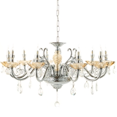 Люстра классическая цвета хром с медовыми плафонами (10 ламп) (OU096/10) (OU096/10)