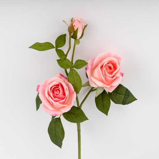 Искусственная роза с 3 бутонами, розовая, 60 см (9259-076) Искусственная роза с 3 бутонами, розовая, 60 см (9259-076)