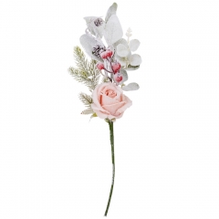 Декоративна гілка "Засніжена троянда", рожева, 44 см (9171-001)