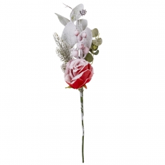 Декоративна гілка "Засніжена троянда", червона, 44 см (9171-002)