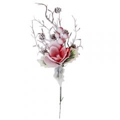 Декоративна гілка "Засніжений сад", червона, 33 см (9171-011)