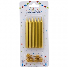 Набір свічок для торта "Ю - ху!", золоті, 8,5 см (9074-016)