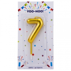 Свічка для торта "7", золота, 10 см (9074-023)