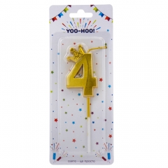 Свічка для торта "4", золота, 13 см (9074-040)