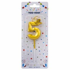 Свічка для торта "5", золота, 13 см (9074-041)