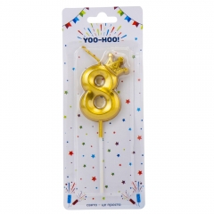 Свічка для торта "8", золота, 13 см (9074-044)