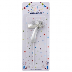 Свічка для торта "7", срібна, 13 см (9074-053)