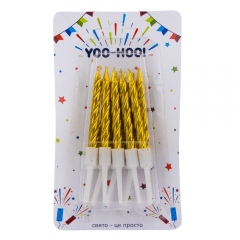 Набір свічок для торта "Яскраві враження", золоті, 7 см (9074-060)