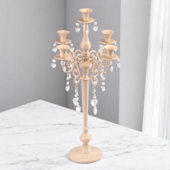 Підсвічник на 5 свічок з кристалами, кремовий (66см.) (2011-022)