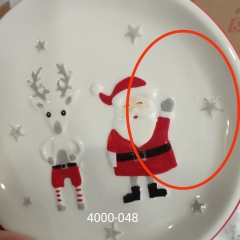 УЦІНКА Блюдо "Санта з оленем", 21 см (Тріщина емалі,наплив кераміки) (00BR-4000-048)