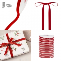 Стрічка оксамитова, червона, 1 см (9276-005)