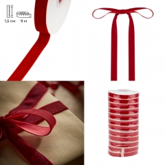 Стрічка оксамитова, червона, 1,5 см (9276-008)
